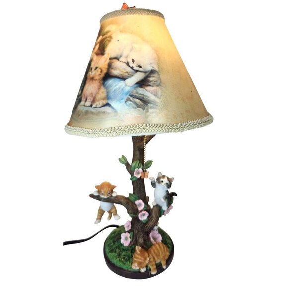 The Bradford Exchange Country Kitties Lamp with Art by Jurgen Scholz Sculpted Ca - Picture 1 of 16